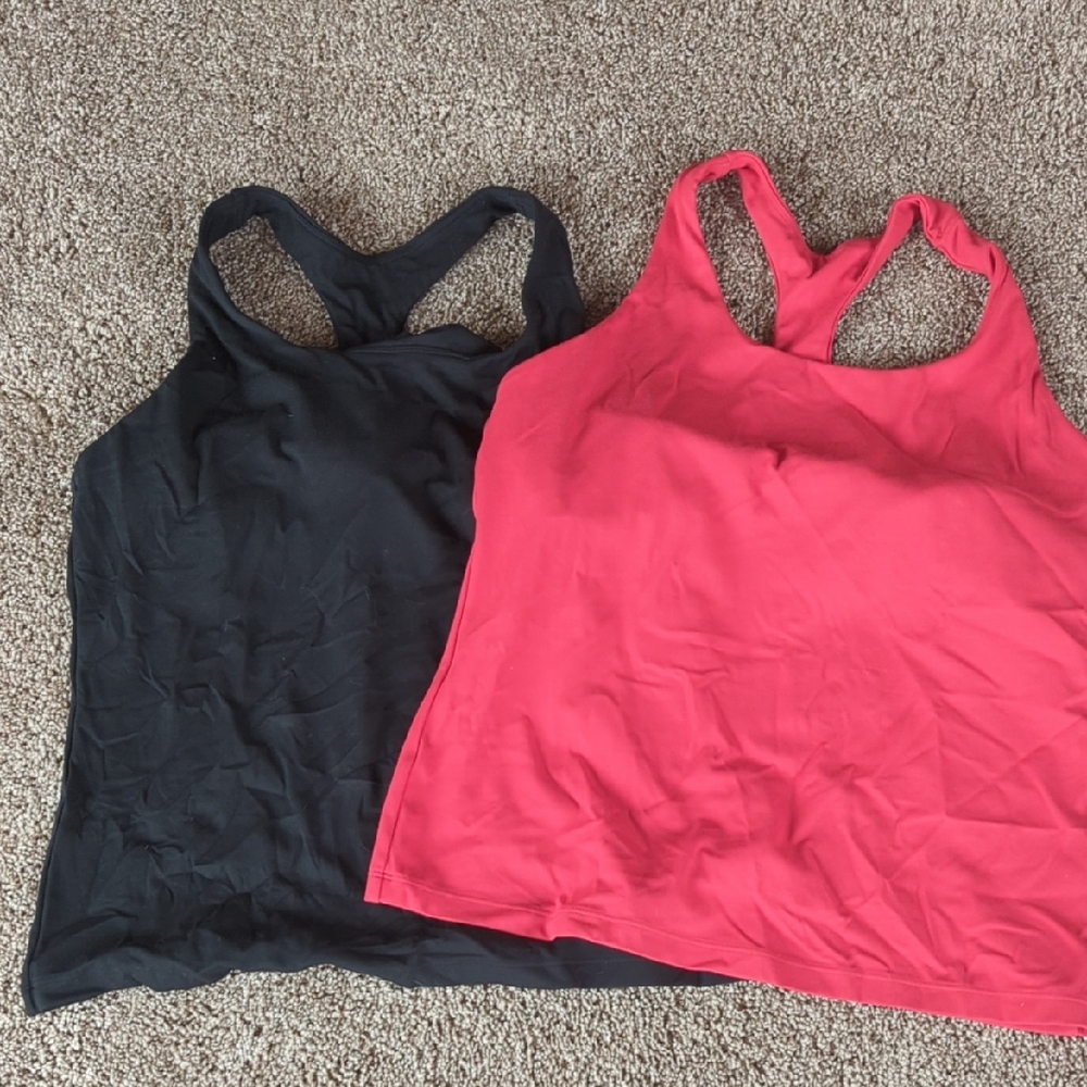 CRZ YOGA Black and Red Racerback Tank Tops